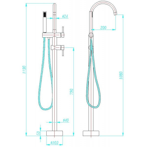 Badezimmer Standarmatur Roma - Skizze: von Abmessungen