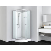 Sanotechnik OCEAN Rundduschkabine mit Aluprofil, Handbrause, Glasablage und Sicherheitsglas