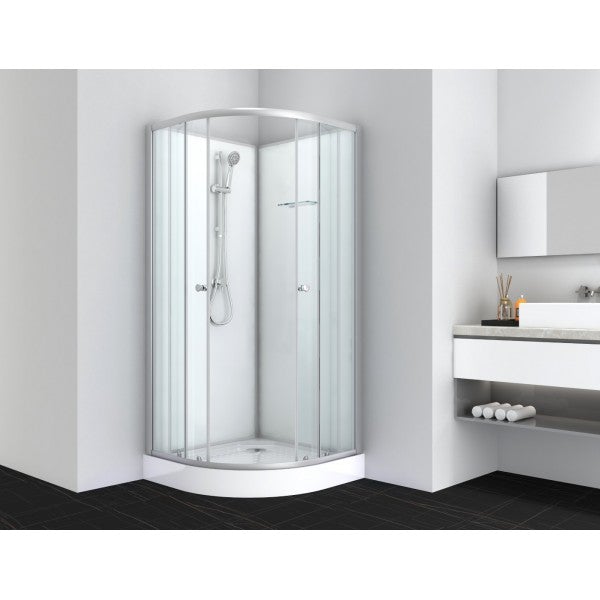 Sanotechnik OCEAN Rundduschkabine mit Aluprofil, Handbrause, Glasablage und Sicherheitsglas