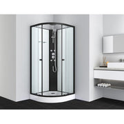 Sanotechnik RELOAD moderne Komplettdusche mit Massagepaneel, Handbrause und Kopfbrause mit schwarzen Alu Profilen 