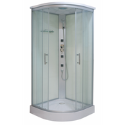 Sanotechnik TANGO Rundduschkabine mit Massagedüsen, Handbrause, Regendusche, Glasablage und Sicherheitsglas 