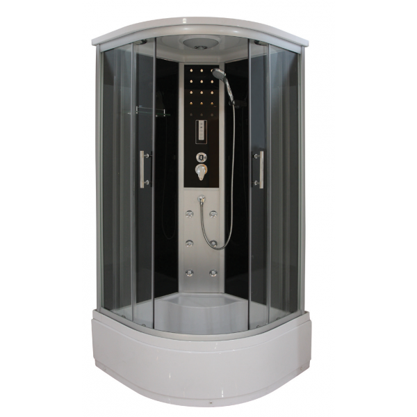 Sanotechnik VITA Rundduschkabine mit tiefer Wanne,  Massagedüsen, Handbrause, Kopfbrause, LED-Beleuchtung, Radio, Ventilator. Ablage und Sicherheitsglas