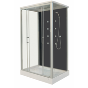 Sanotechnik ROXANA Eckduschkabine mit Alu Profilen, Massagedüsen, Handbrause, Regendusche und Sicherheitsglas