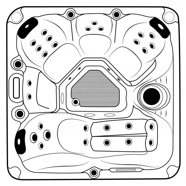 Sanotechnik Whirlpool PALMA mit 32 Massagedüsen für 5 Personen mit Radio, Bluetooth, Lautsprecher und LED Beleuchtung