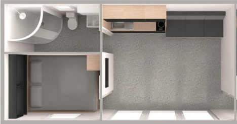 Tiny House - Typ 1 mit Schlafzimmer, Badezimmer und Wohnküche Bauprofi