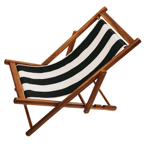 Design Liegestuhl Stripe  Schwarz-Weiß Home36