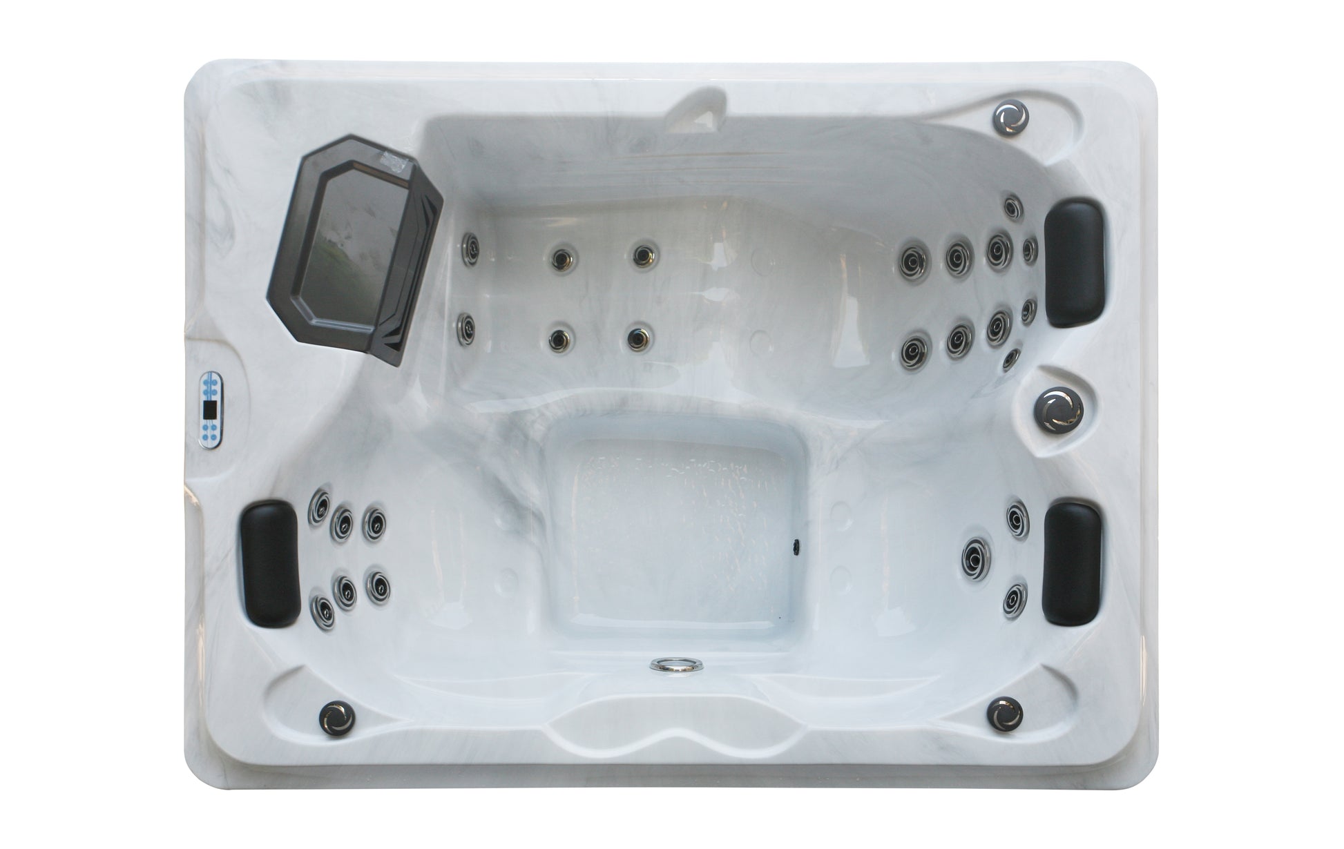 Sanotechnik Whirlpool Diablo mit 25 Massagedüsen für 3 Personen mit Bluetooth Audiosystem und LED Beleuchtung