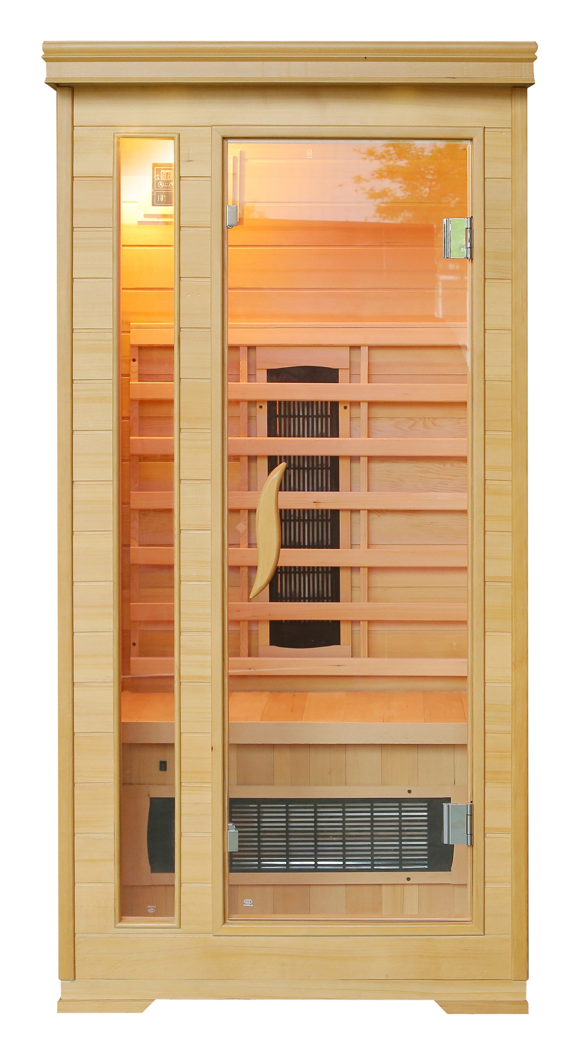 Sanotechnik Infrarotkabine PUNTO - 1 Person mit 4 Keramikstrahler - Farblichttherapie - Lüftung - Audio System und elektronisches Bedienelement