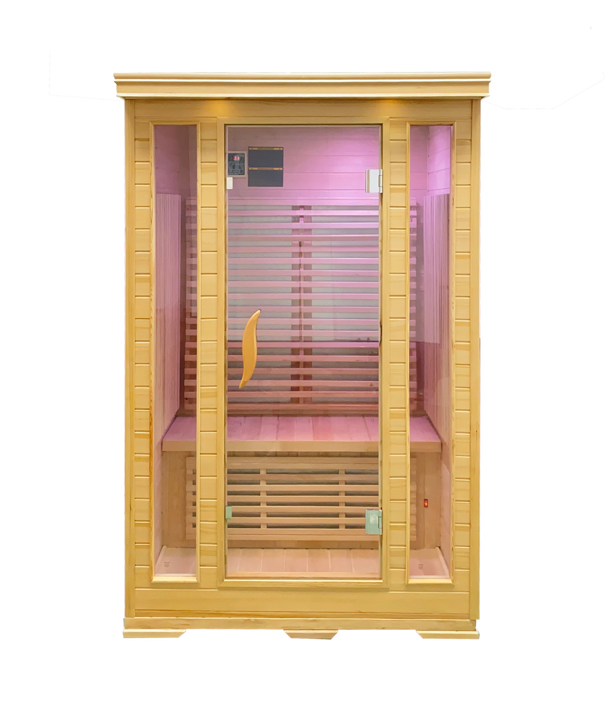 Sanotechnik Infrarotkabine KOMFORT für 2 Personen mit 7 carbon-Magnesium Heizplatten, Farblichttherapie, Lüftung, Audiosystem und elektronisches Bedienelement 