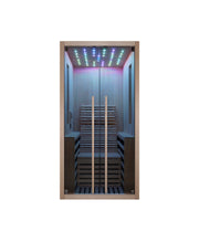 Sanotechnik Infrarotkabine CARBON 1 für 1 Person mit 8 Carbon Heizplatten, Audiosystem, LED Beleuchtung, ergonomischer Relax Sitz und elektronischen Bedienelement 