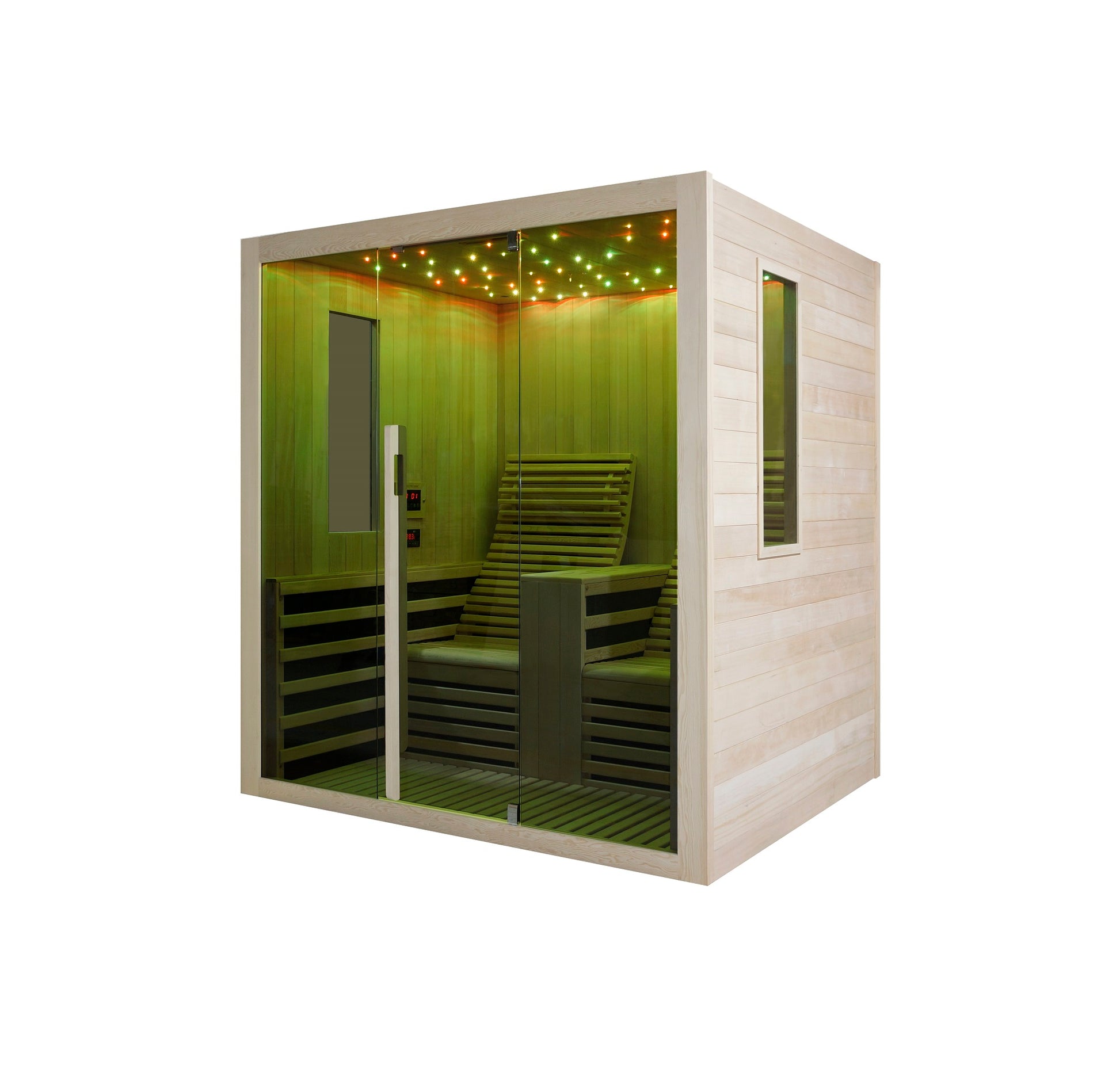 Sanotechnik Infrarotkabine CARBON 2 für 2 Personen mit 14 Carbon Heizplatten, ergonomische Relax Sitze, Audiosystem und elektronisches Bedienungselement