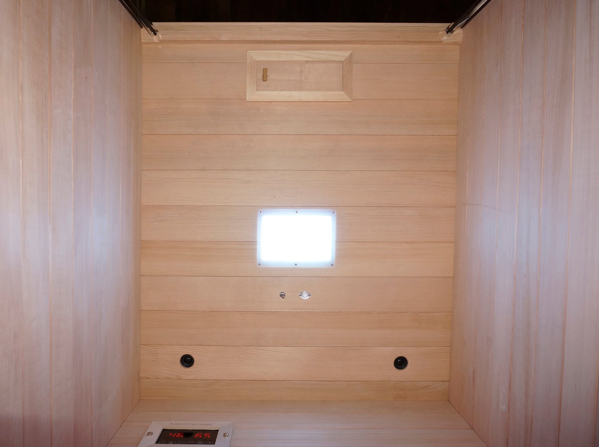 Sanotechnik Infrarotkabine RUBY 1 für 1 Person mit 4 Vollspektrumstrahler, LED Beleuchtung, Farblichttherapie, Audiosystem und elektronisches Bedienelement
