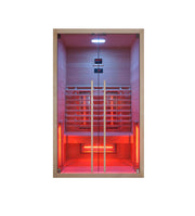 Sanotechnik Infrarotkabine RUBY 2 für 2 Personen mit 5 Vollspektrumstrahler, Farblichttherapie, LED Beleuchtung, Audio System und elektronisches Bedienelement 