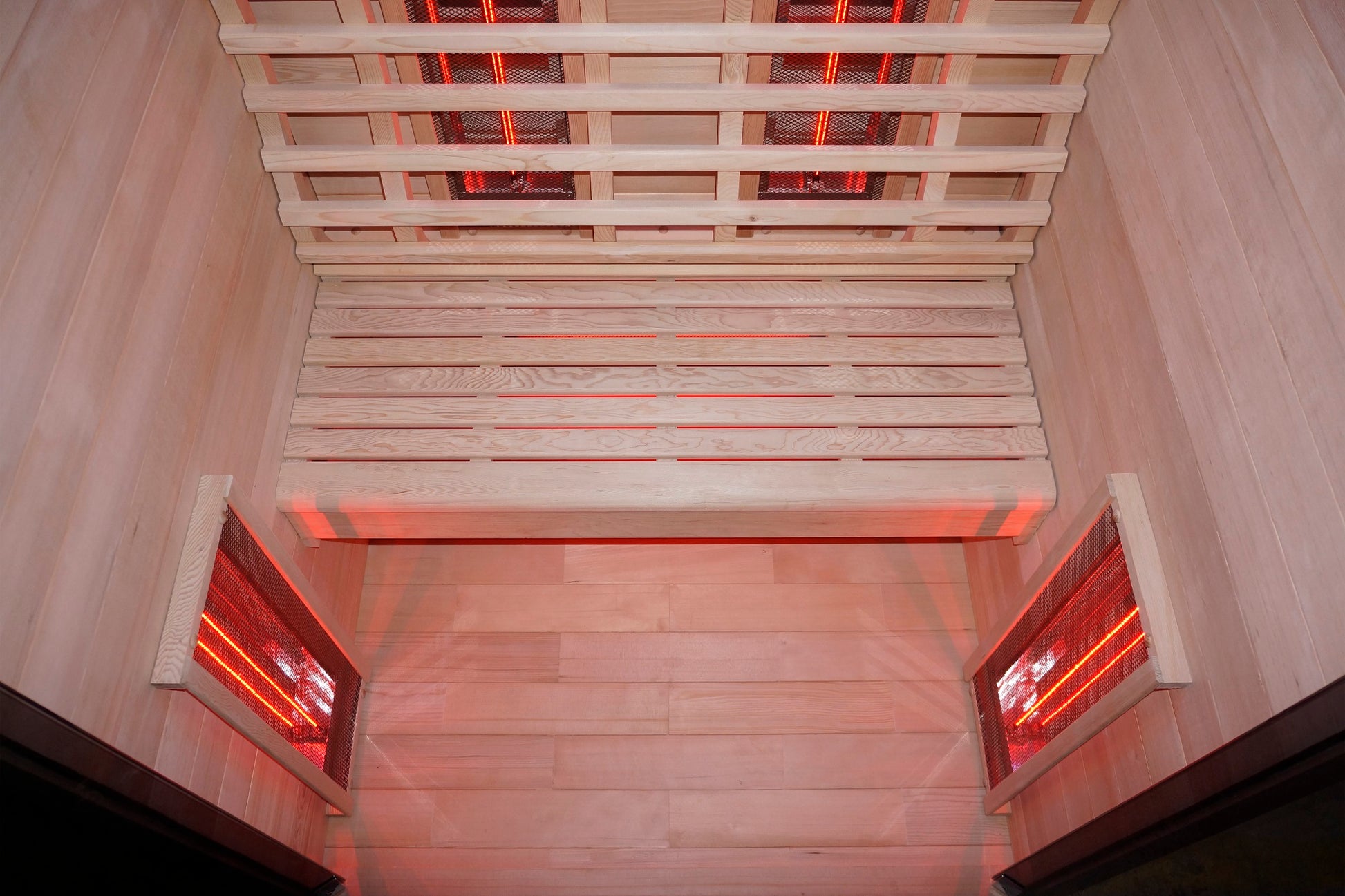 Sanotechnik Infrarotkabine RUBY 2 für 2 Personen mit 5 Vollspektrumstrahler, Farblichttherapie, LED Beleuchtung, Audio System und elektronisches Bedienelement