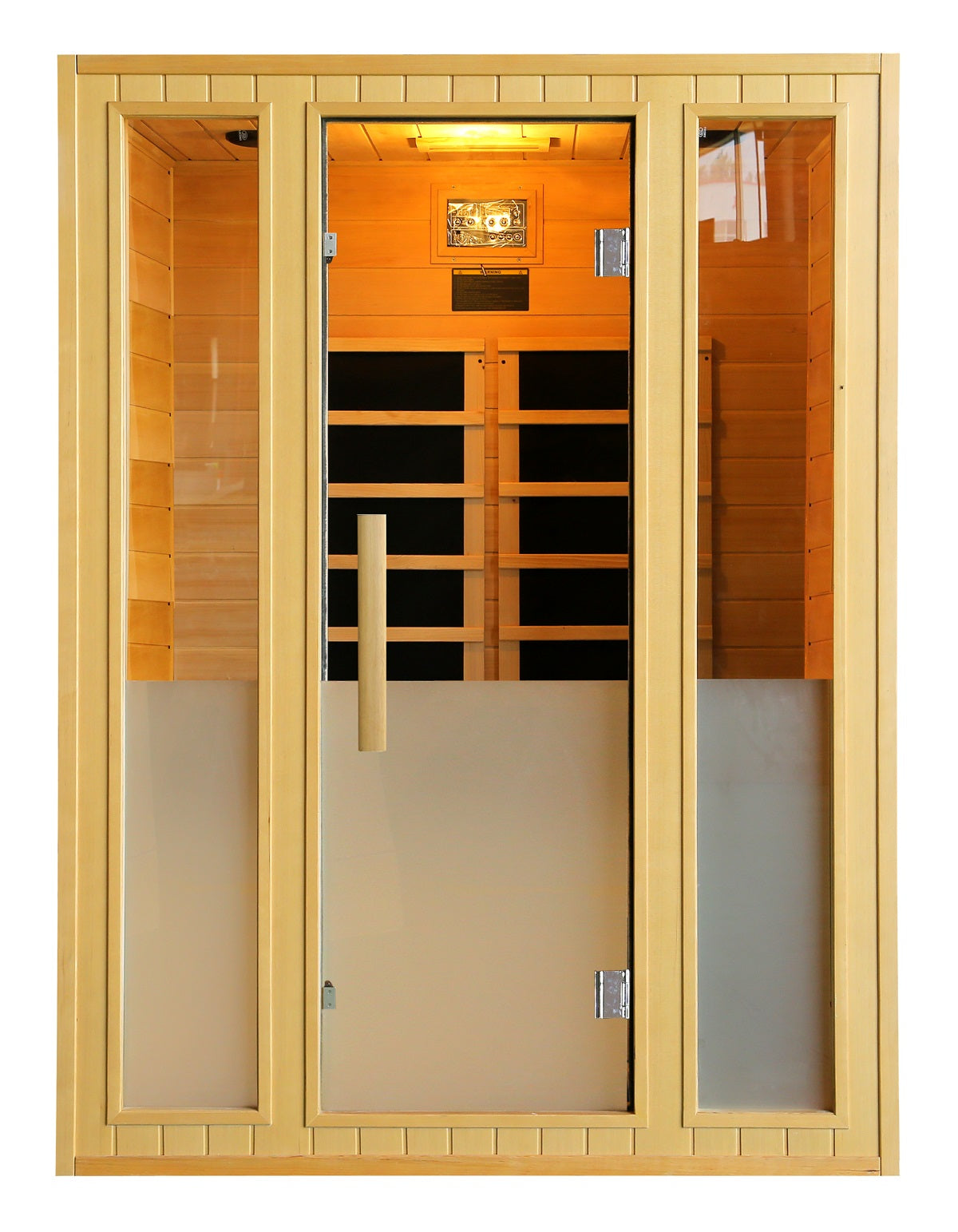 Sanotechnik Infrarotkabine CALIPSO für 3 Personen mit 3 Keramikstrahler + 4 Carbon-Magnesium Heizplatten, Farblichttherapie, Audiosystem, Lüftung und elektronisches Bedienelement 