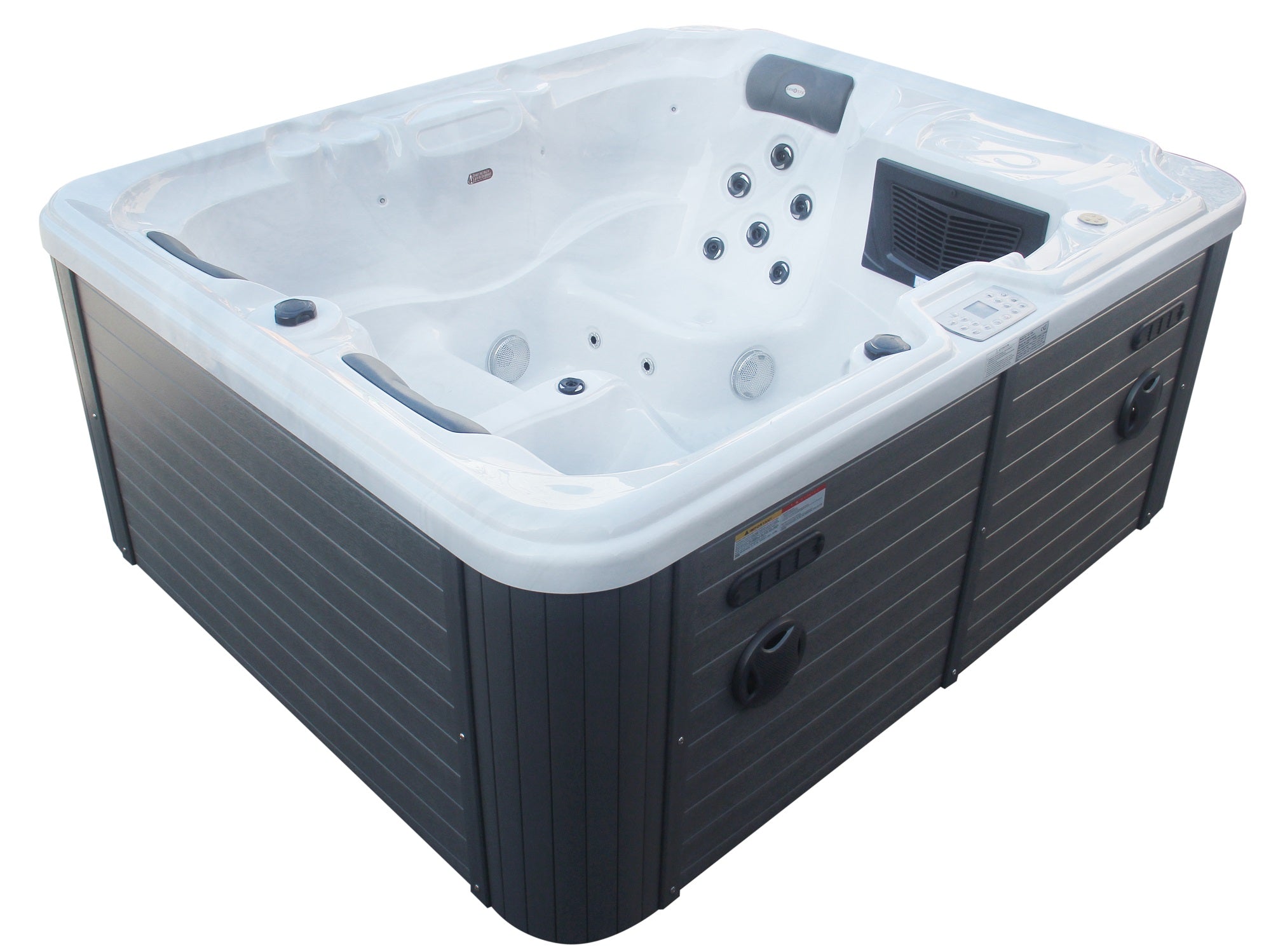 Sanotechnik Outdoor Whirlpool OASIS - Weiß - mit 30 Massagedüsen für 3 Personen, Radio, Lautsprecher, Bluetooth, LED Beleuchtung