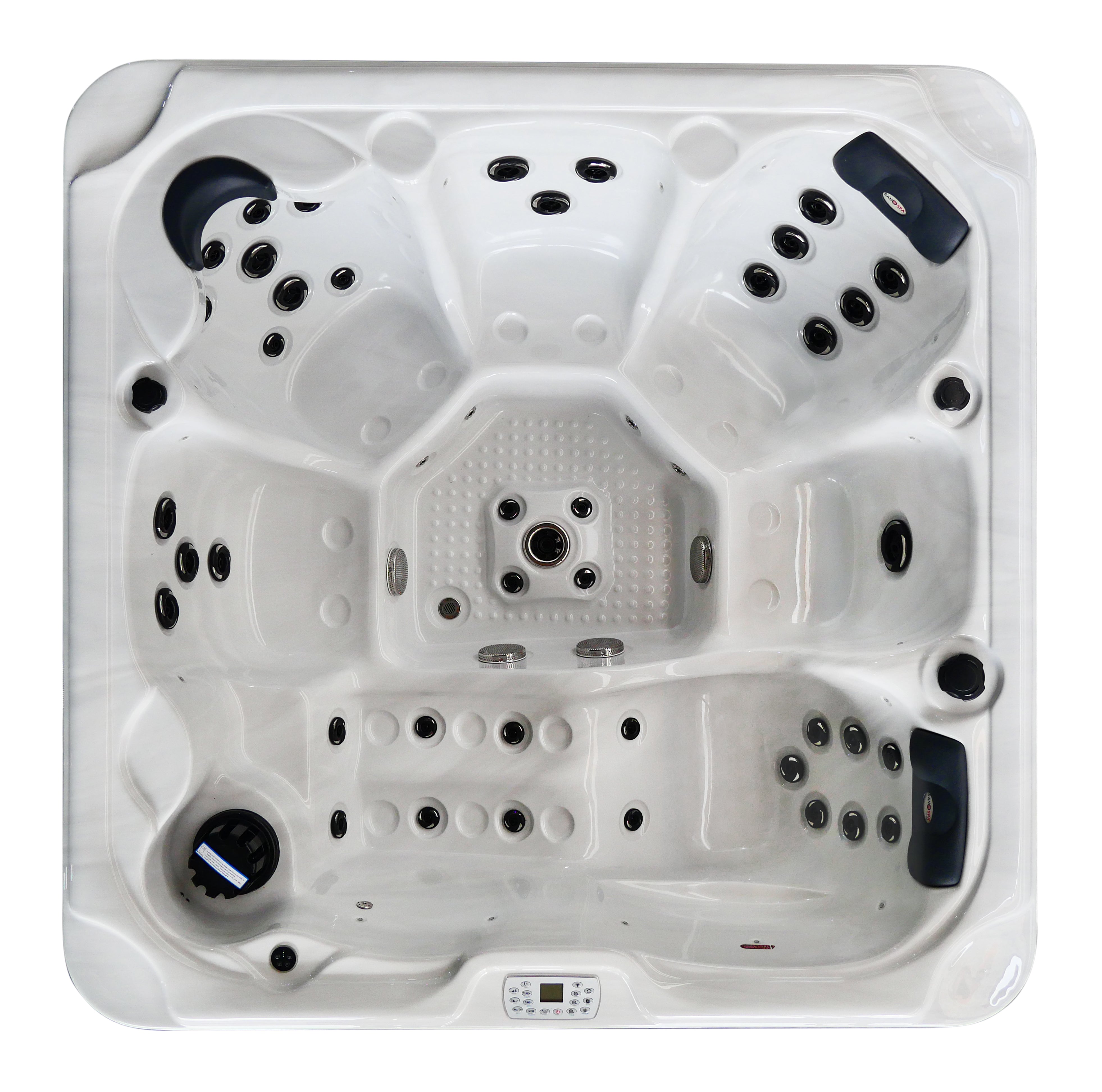 Sanotechnik Whirlpool OASIS MAXI mit 52 Massagedüsen für 6 Personen mit Radio, Lautsprecher, Bluetooth und LED Beleuchtung