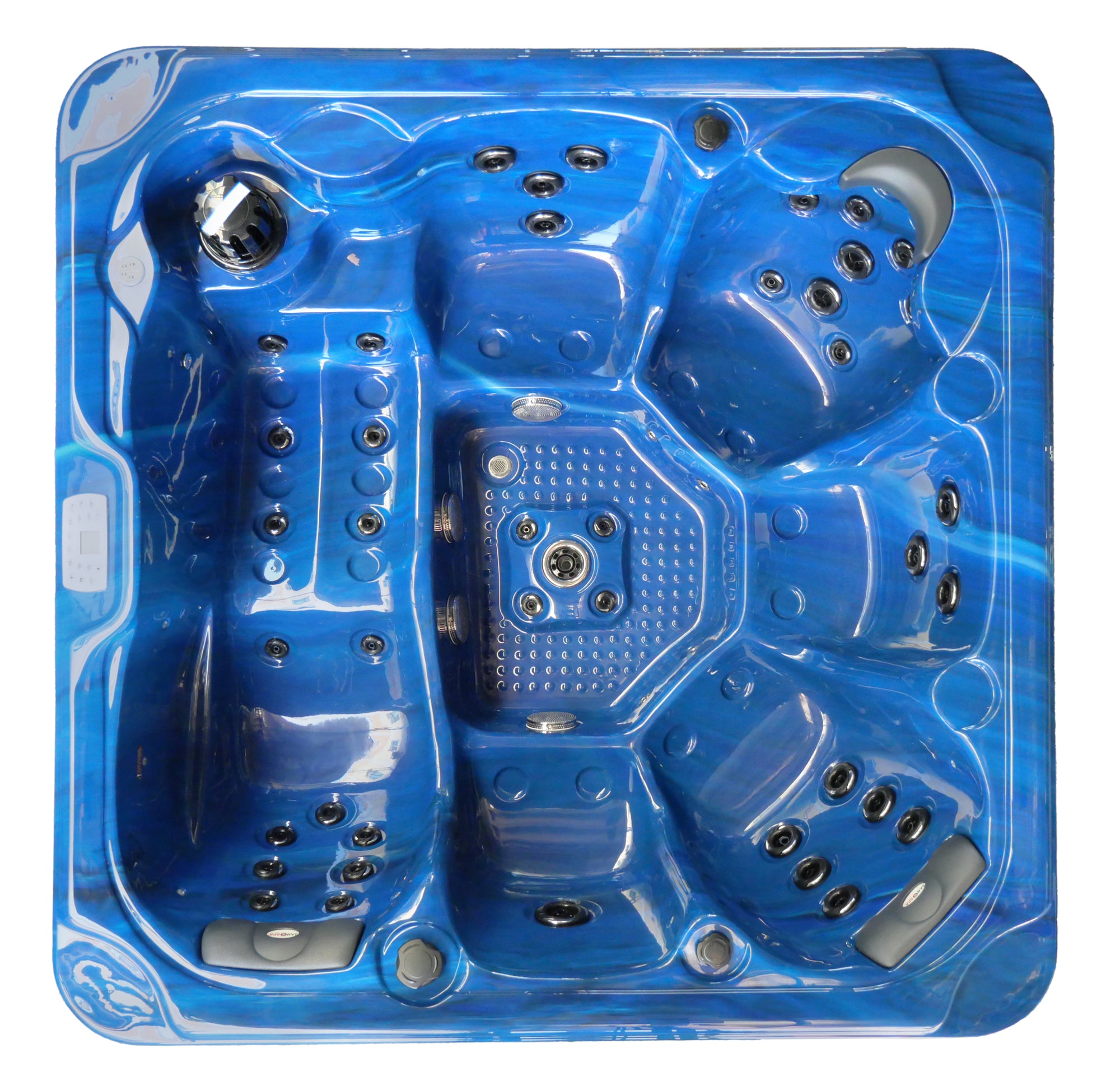 Sanotechnik Whirlpool OASIS MAXI mit 52 Massagedüsen für 6 Personen mit Radio, Lautsprecher, Bluetooth und LED Beleuchtung