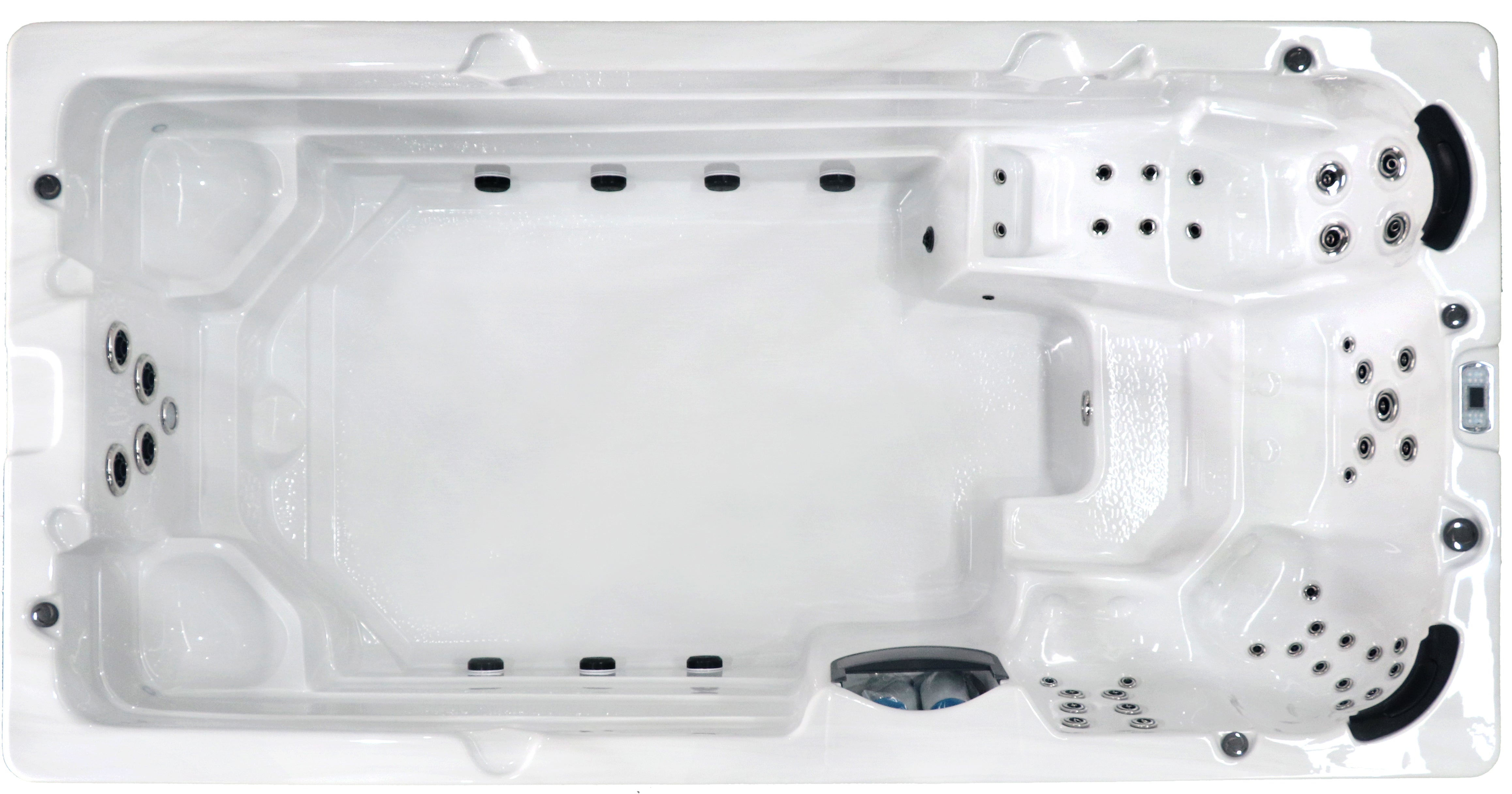 Sanotechnik Outdoor Schwimm Whirlpool MENORCA mit 43 Massagedüsen für 6 Personen, WiFi-Steuersystem, Bluetooth Audiosystem, LED Beleuchtung