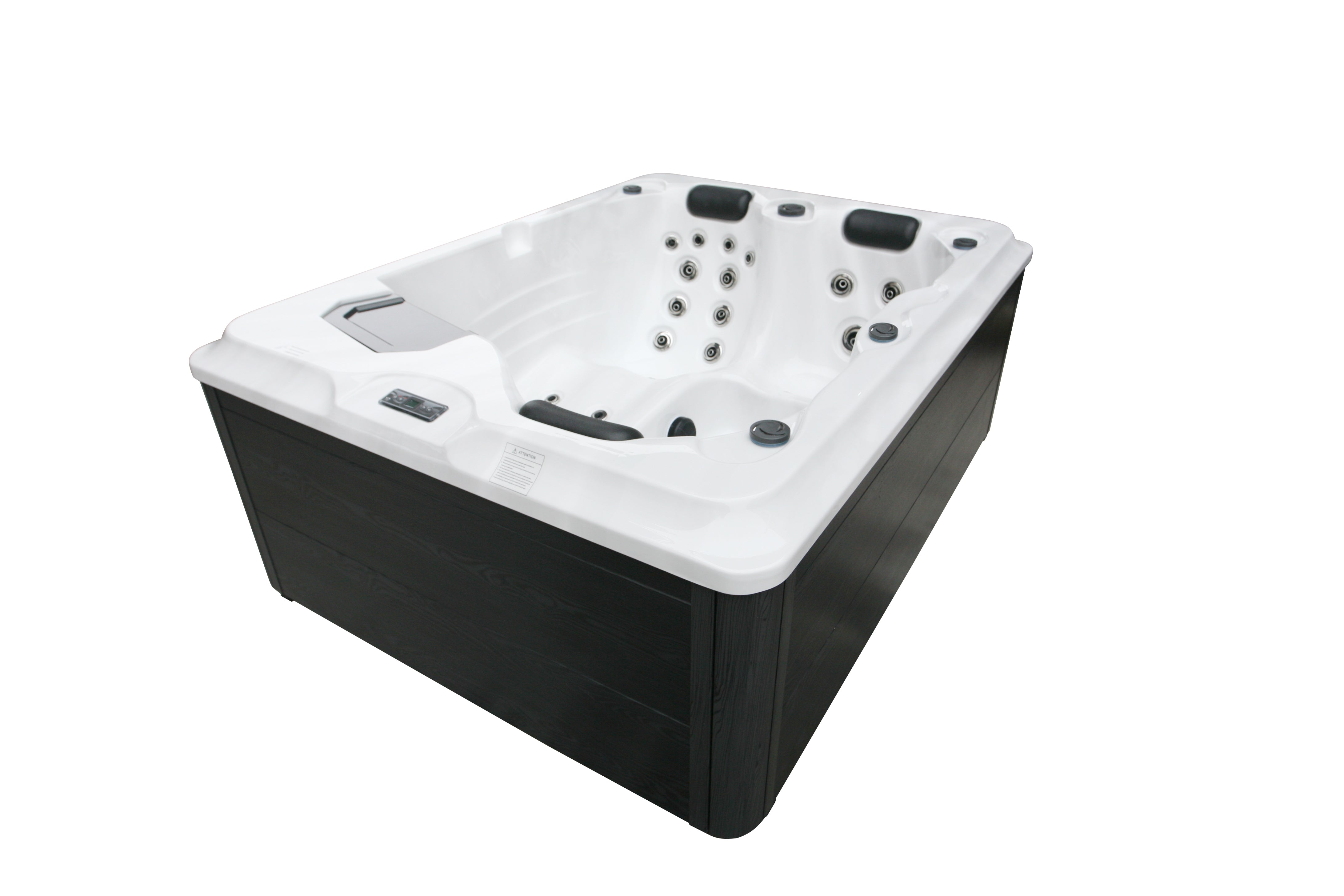 Sanotechnik Outdoor Whirlpool FIJI - Sterling Silver - Mit 31 Massagedüsen für 3 Personen, Bluetooth Audiosystem, LED Beleuchtung, WiFi Fernbedienung 