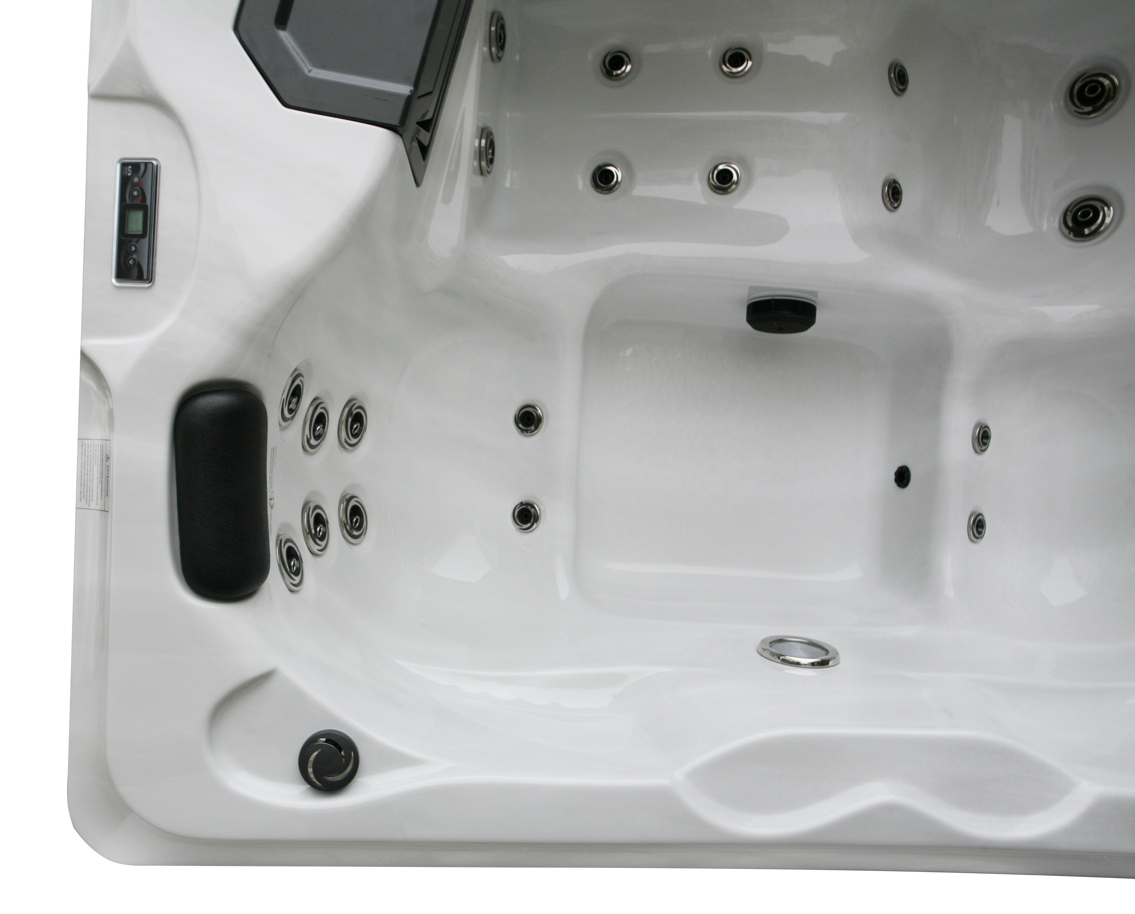Sanotechnik Outdoor Whirlpool FIJI - Sterling Silver - Sitzplatz Ansicht von oben - Mit 31 Massagedüsen, Bluetooth Audiosystem, LED Beleuchtung, WiFi Fernbedienung