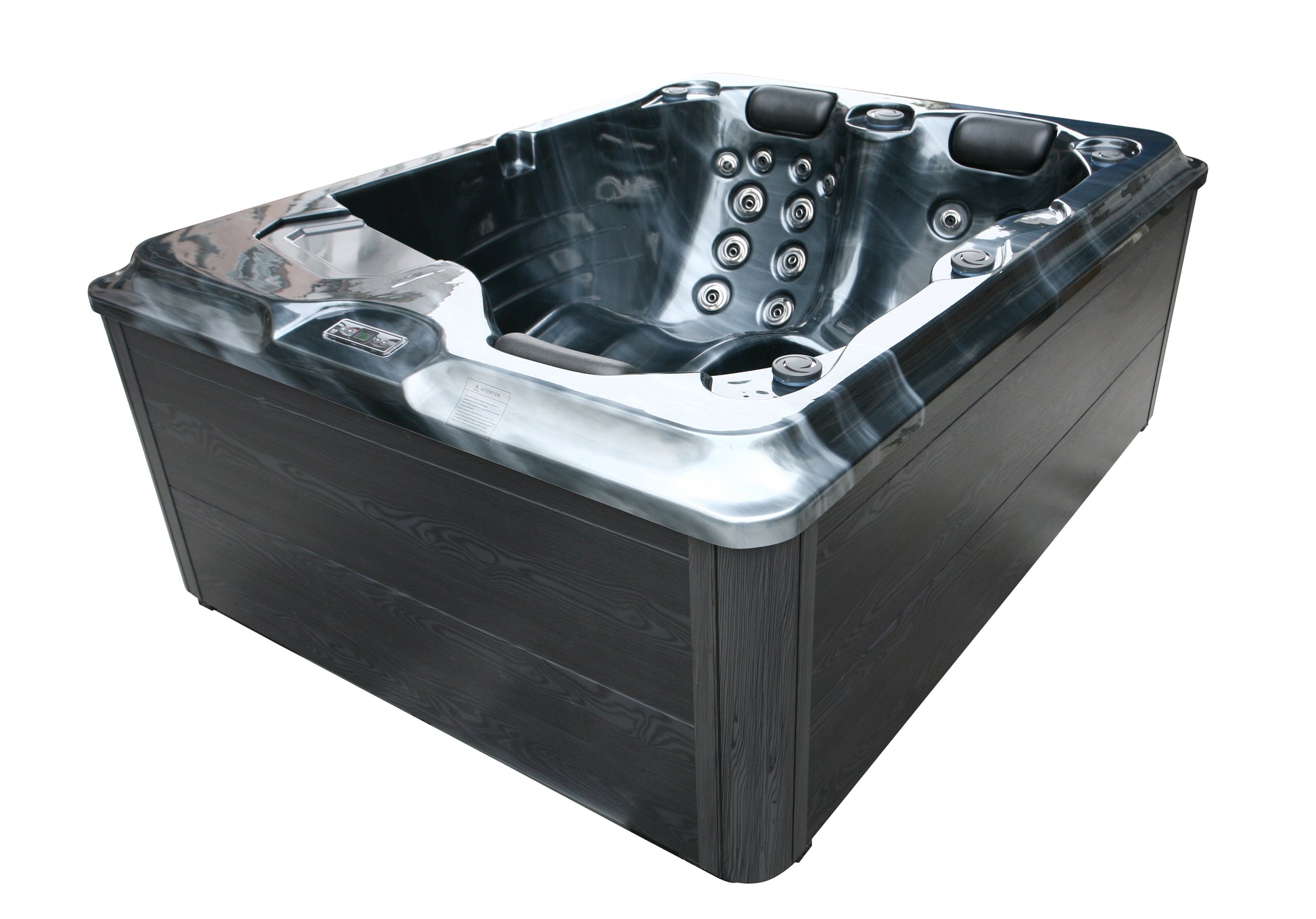 Sanotechnik Outdoor Whirlpool FIJI - Perl Shadow Grau - Mit 31 Massagedüsen für 3 Personen, Bluetooth Audiosystem, LED Beleuchtung, WiFi Fernbedienung